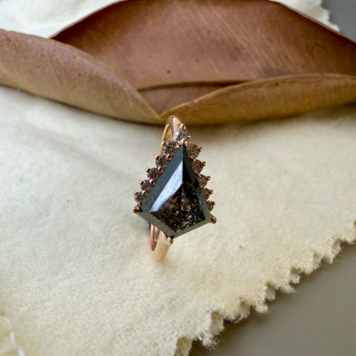 3.59 CT Salt and Pepper Diamond Kite Cut Engagement ring