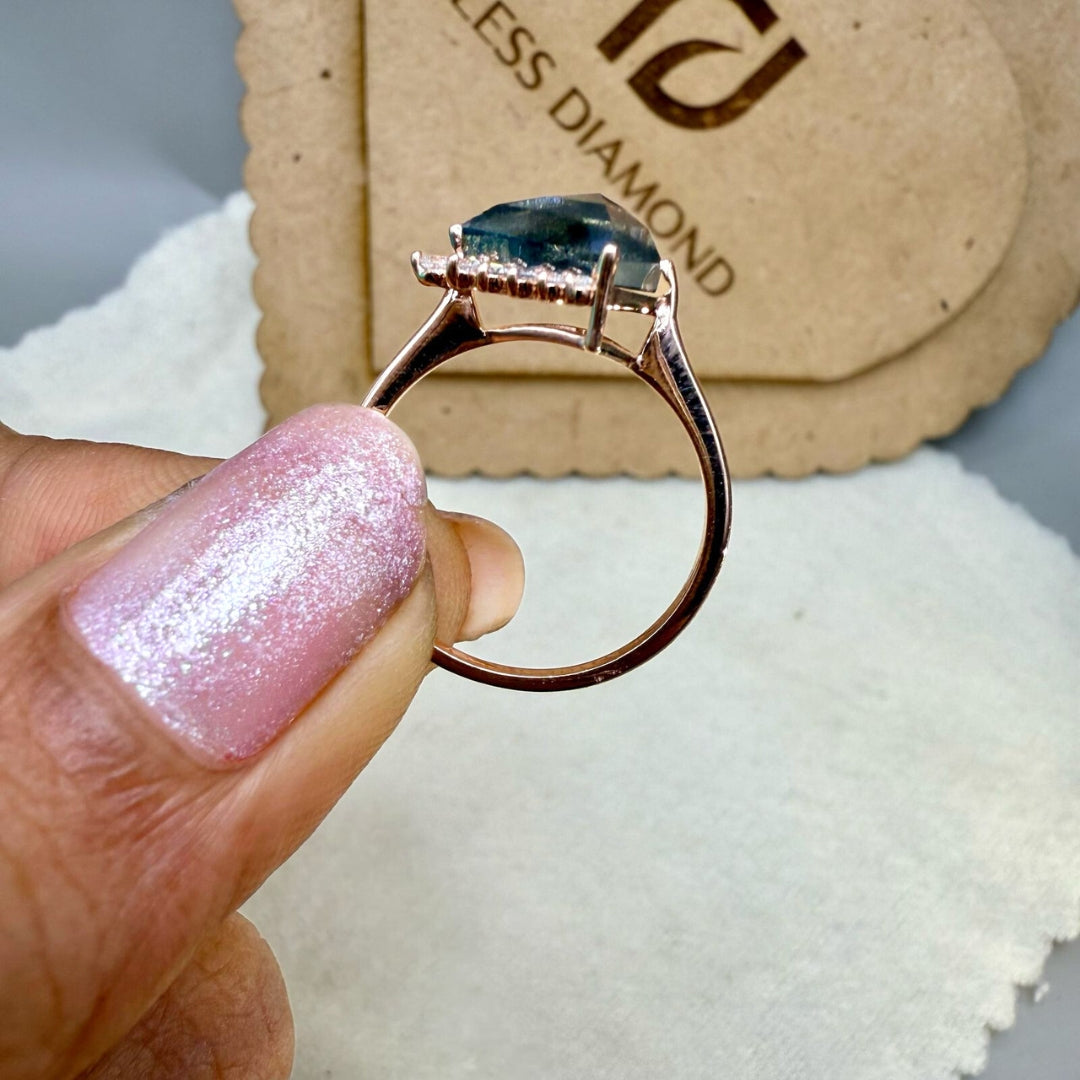 3.59 CT Salt and Pepper Diamond Kite Cut Engagement ring