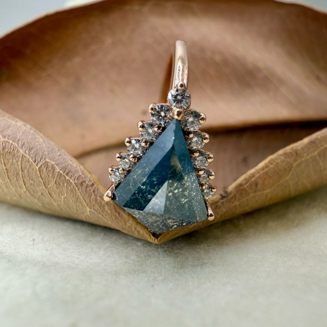 3.59 CT Salt and Pepper Diamond Kite Cut Engagement ring