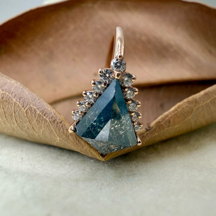 3.59 CT Salt and Pepper Diamond Kite Cut Engagement ring