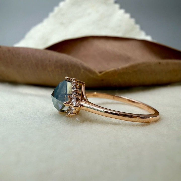 3.59 CT Salt and Pepper Diamond Kite Cut Engagement ring