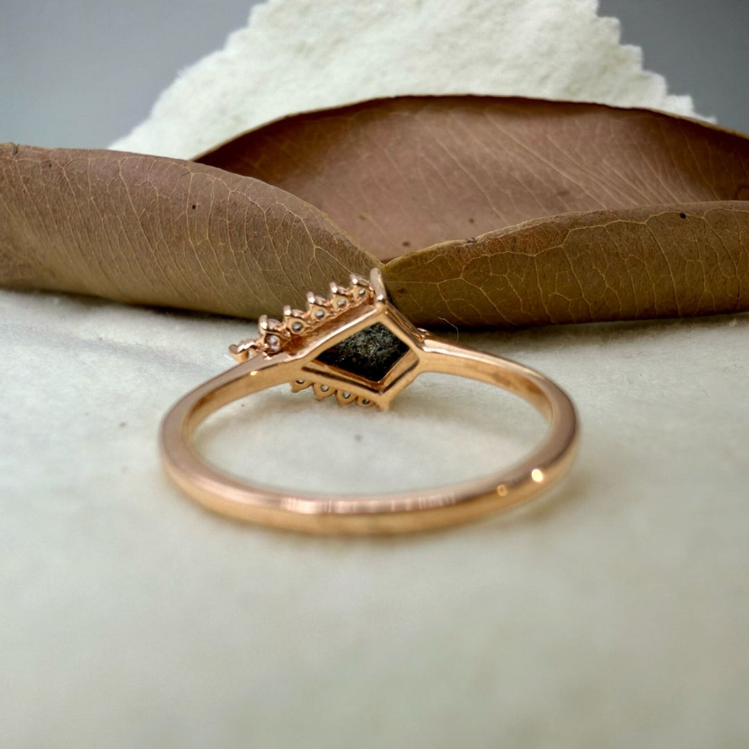 3.59 CT Salt and Pepper Diamond Kite Cut Engagement ring