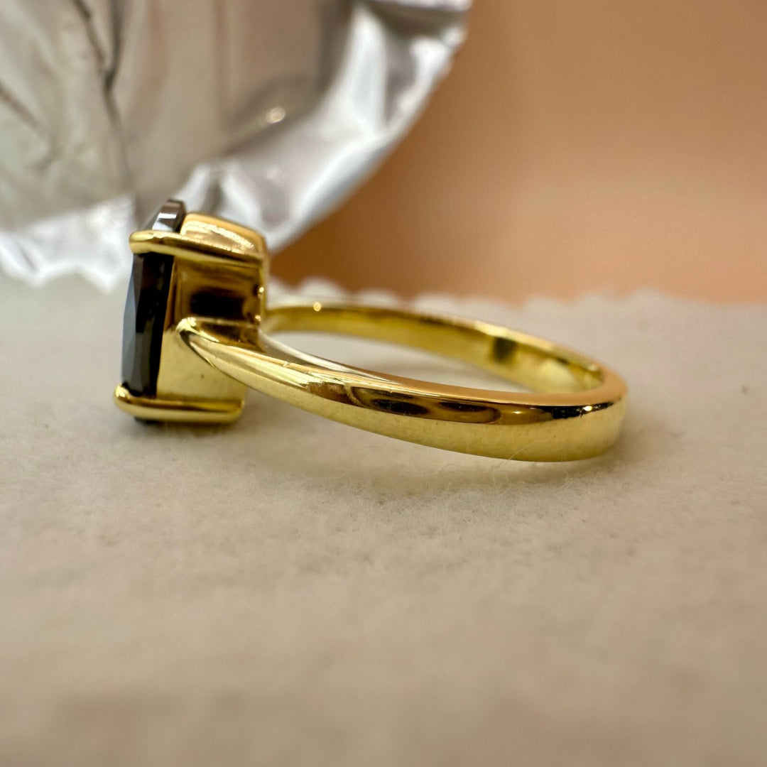 Unique Black Oval Cut Salt and Pepper Diamond Ring For Women Ring