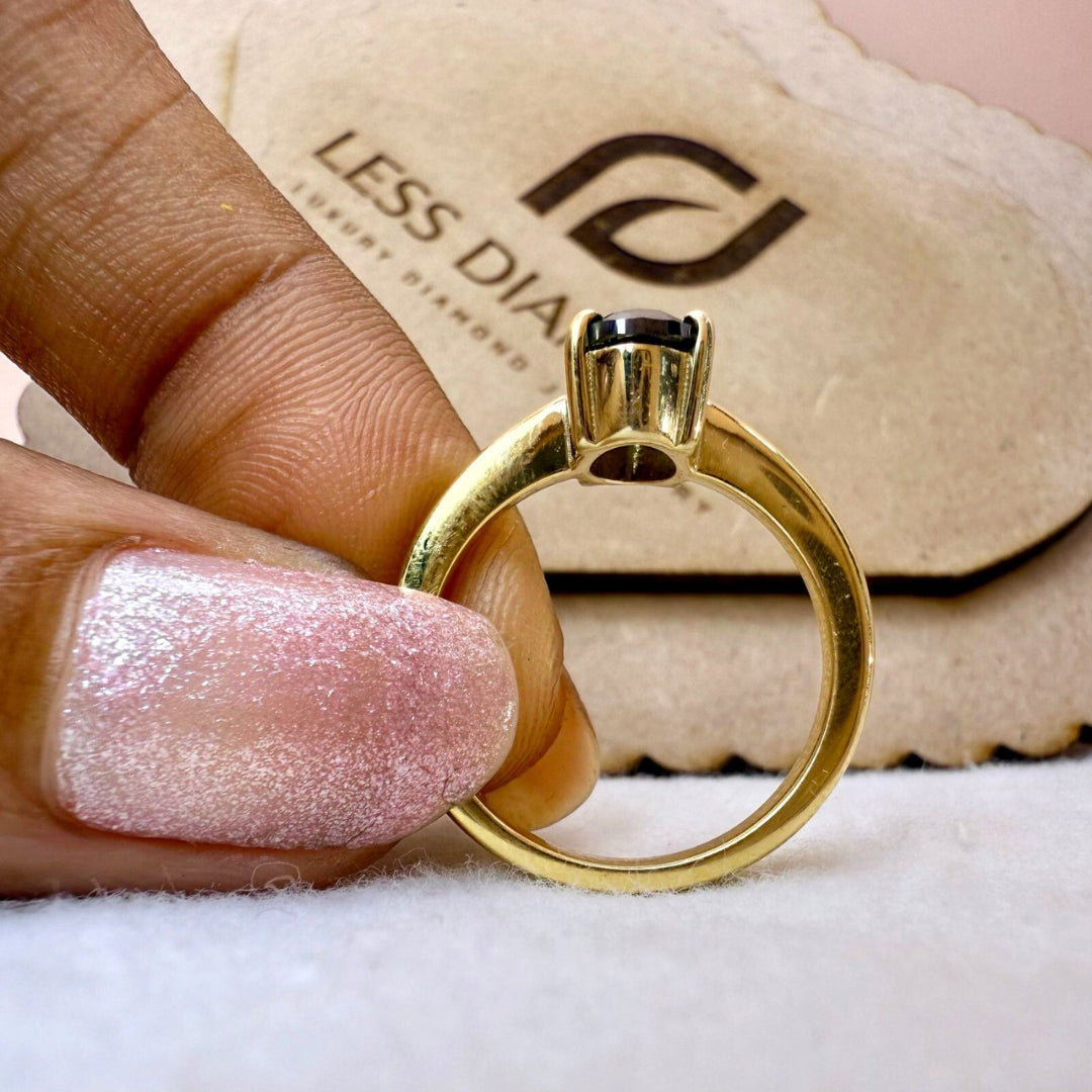 Unique Black Oval Cut Salt and Pepper Diamond Ring For Women Ring