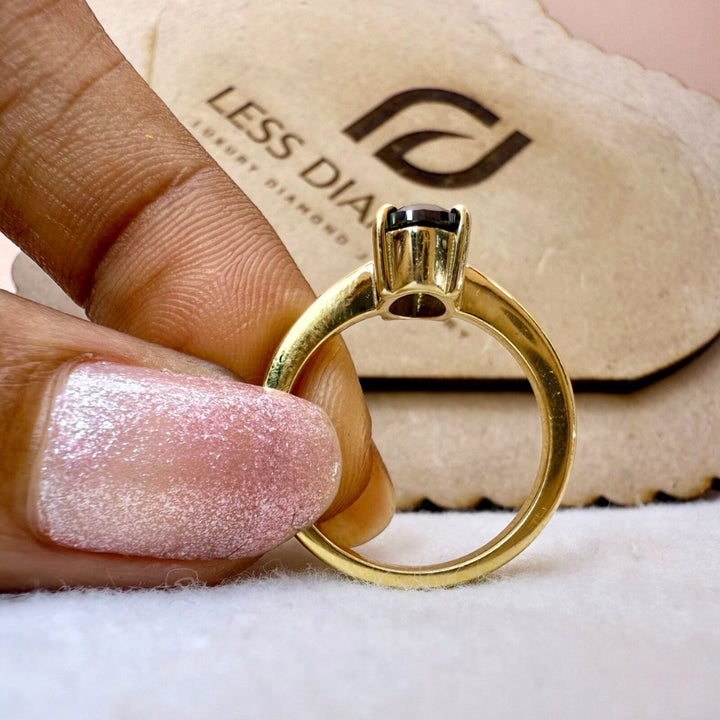 Unique Black Oval Cut Salt and Pepper Diamond Ring For Women Ring