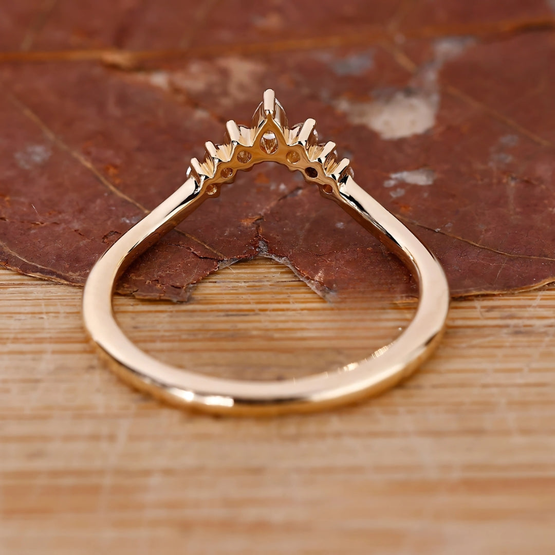 Crown Chevron Diamond Wedding Band for Her