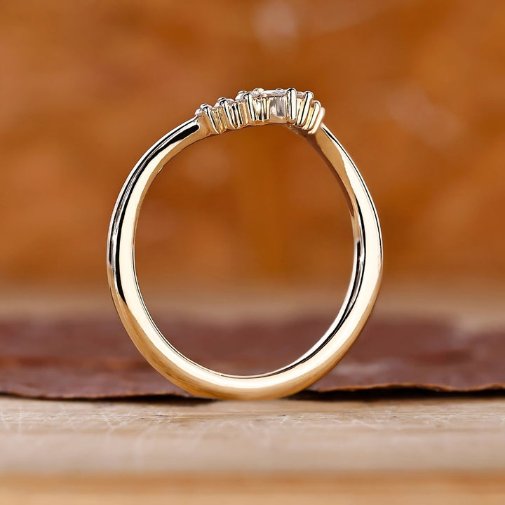 Crown Chevron Diamond Wedding Band for Her