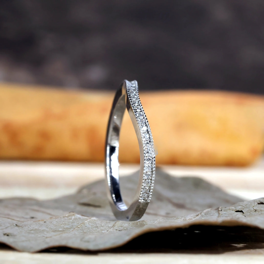 Migraine Diamond Curved Wedding Band