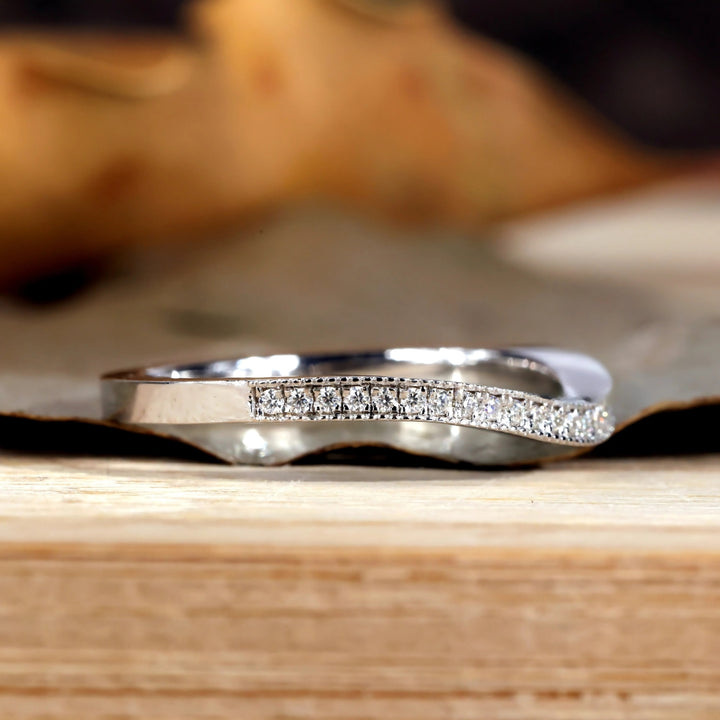Migraine Diamond Curved Wedding Band