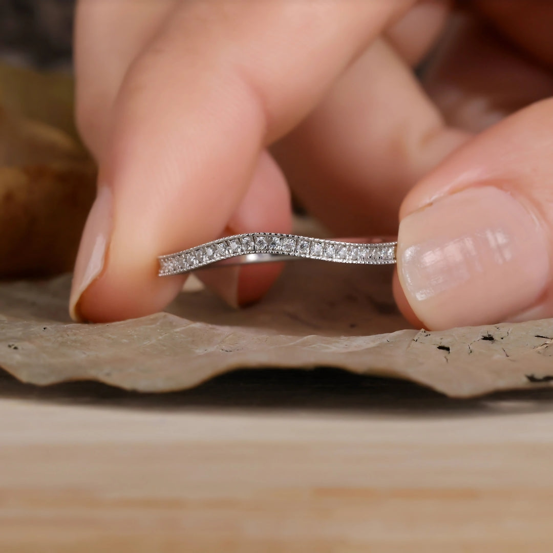 Migraine Diamond Curved Wedding Band
