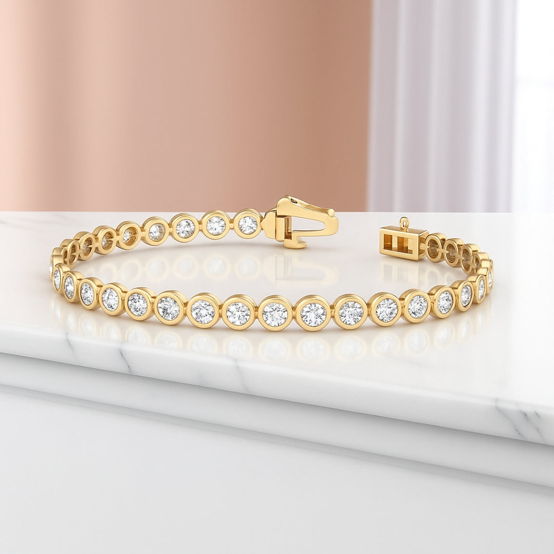 4.30 Carat Lab Grown Diamond Bezel Set Tennis Bracelet