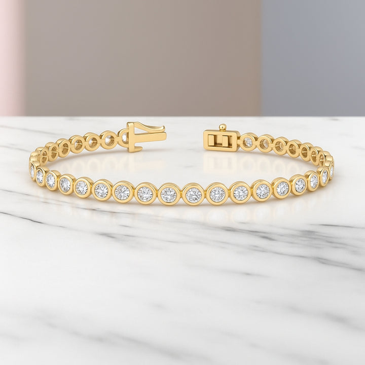 4.30 Carat Lab Grown Diamond Bezel Set Tennis Bracelet