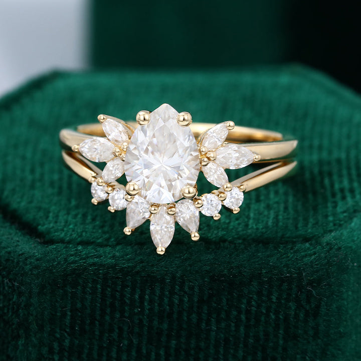 Moissanite 4.96 CT Pear Diamond Art Deco Engagement Ring