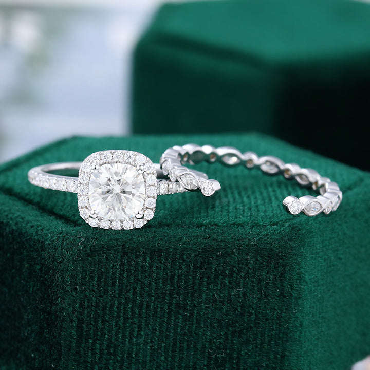 Moissanite 4.75 CT Cushion Diamond Art Nouveau Anniversary Ring