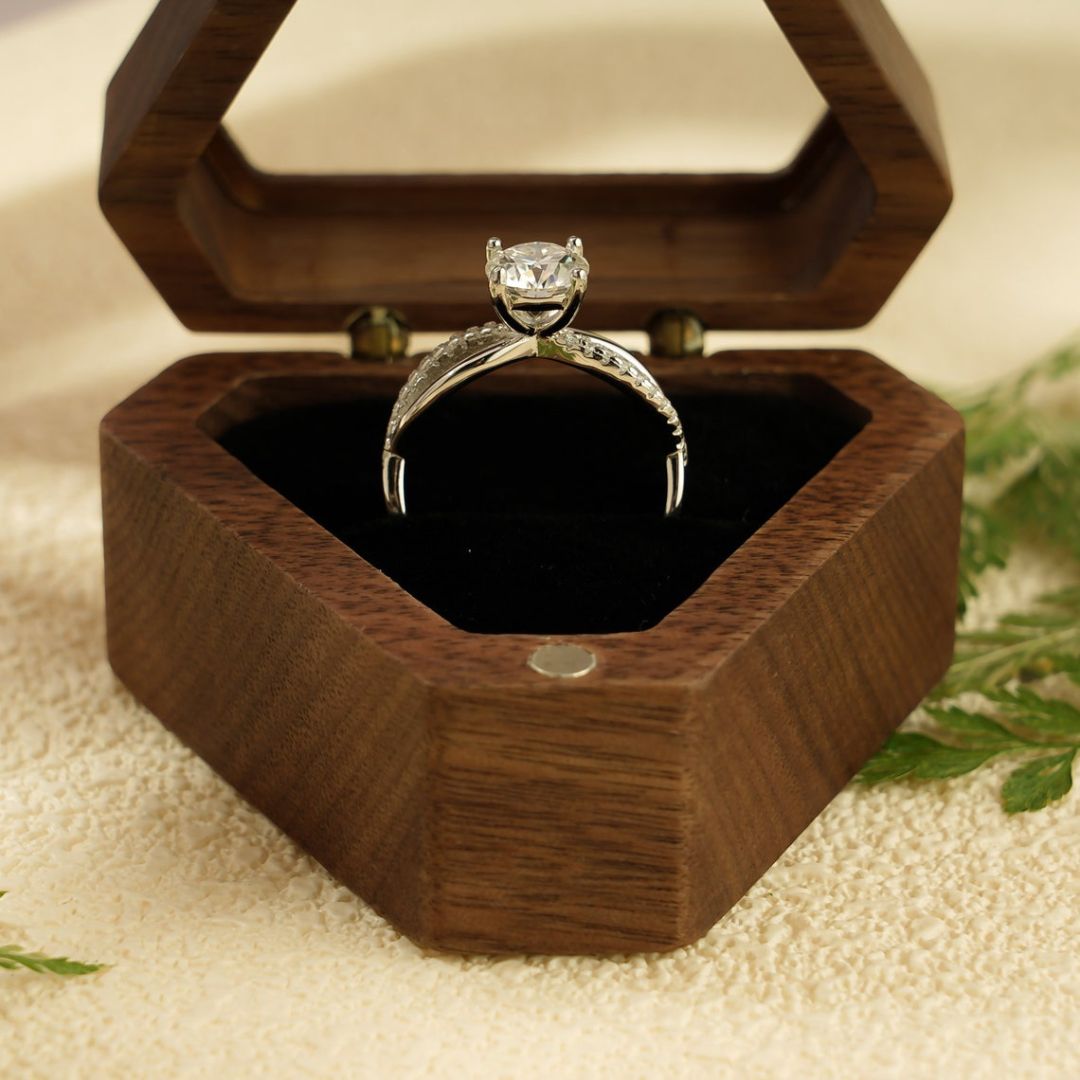Moissanite 2.80 CT Round Cut Diamond  Mid-Century Wedding Ring