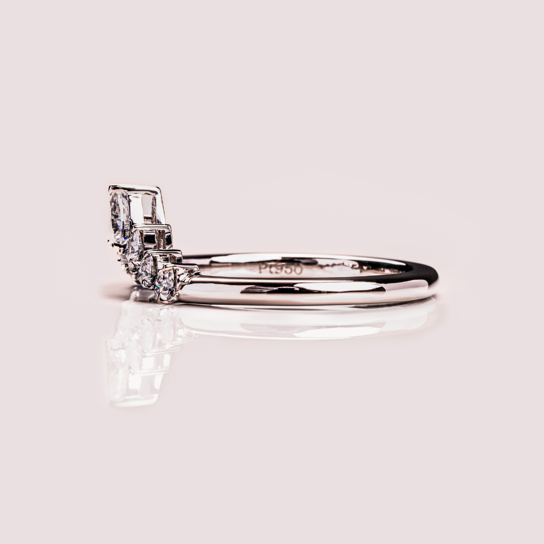 Moissanite 1.40 CT Pear Cut Diamond Art Deco Engagement Band