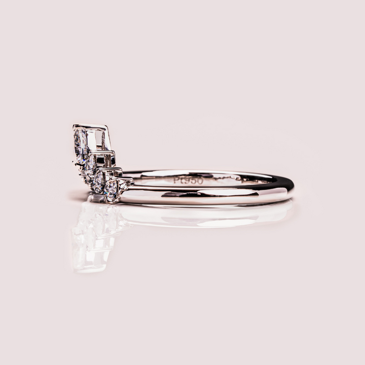 Moissanite 1.40 CT Pear Cut Diamond Art Deco Engagement Band