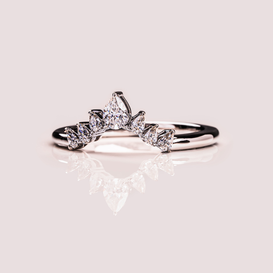 Moissanite 1.40 CT Pear Cut Diamond Art Deco Engagement Band