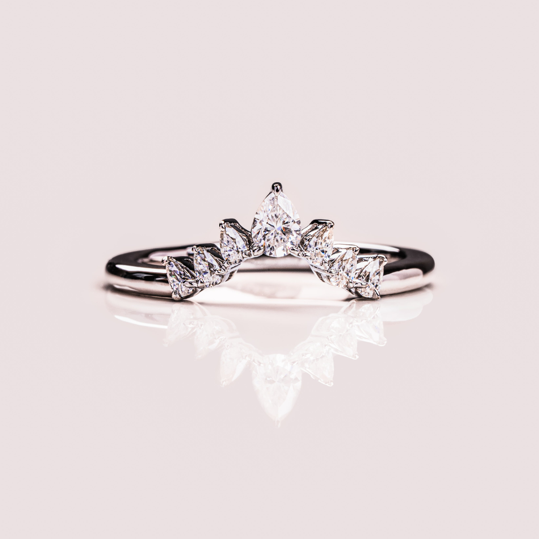 Moissanite 1.40 CT Pear Cut Diamond Art Deco Engagement Band