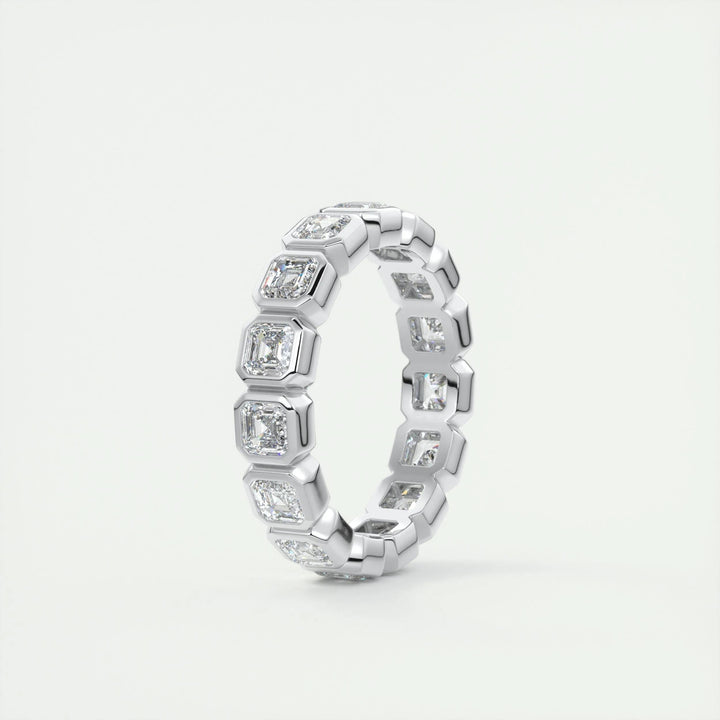 Moissanite 4.90 CT Asscher Cut Diamond Avant Garde Wedding Band