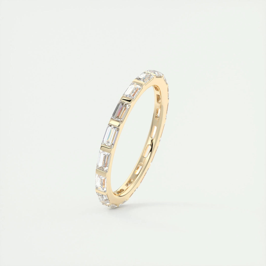 Moissanite 4.15 CT Baguette Cut Diamond Brutalist Handmade Band