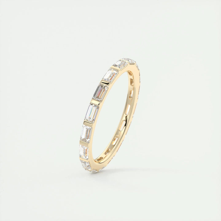 Moissanite 4.15 CT Baguette Cut Diamond Brutalist Handmade Band