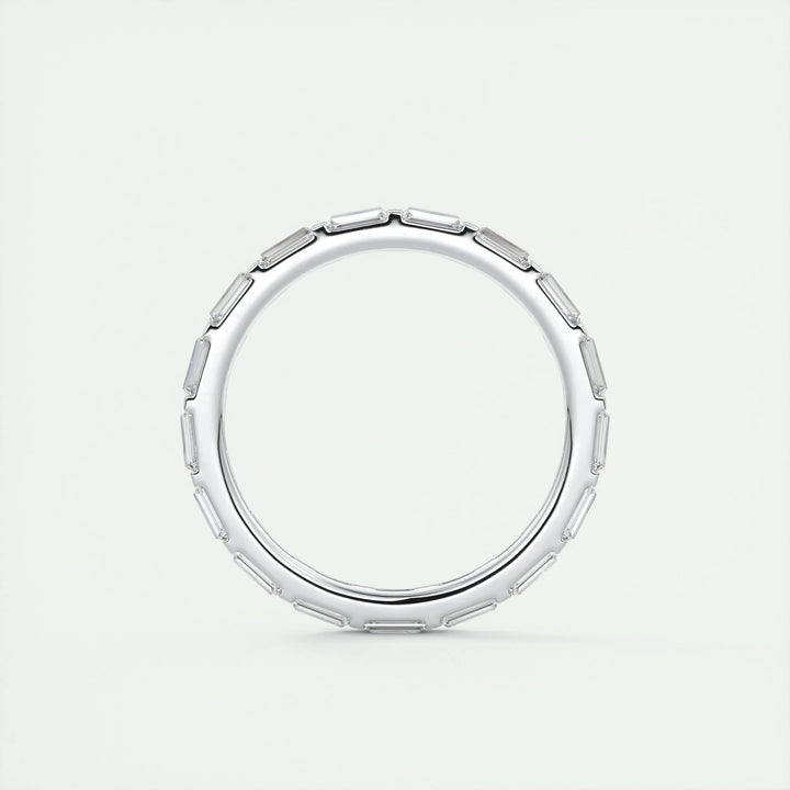 Moissanite 4.15 CT Baguette Cut Diamond Brutalist Handmade Band