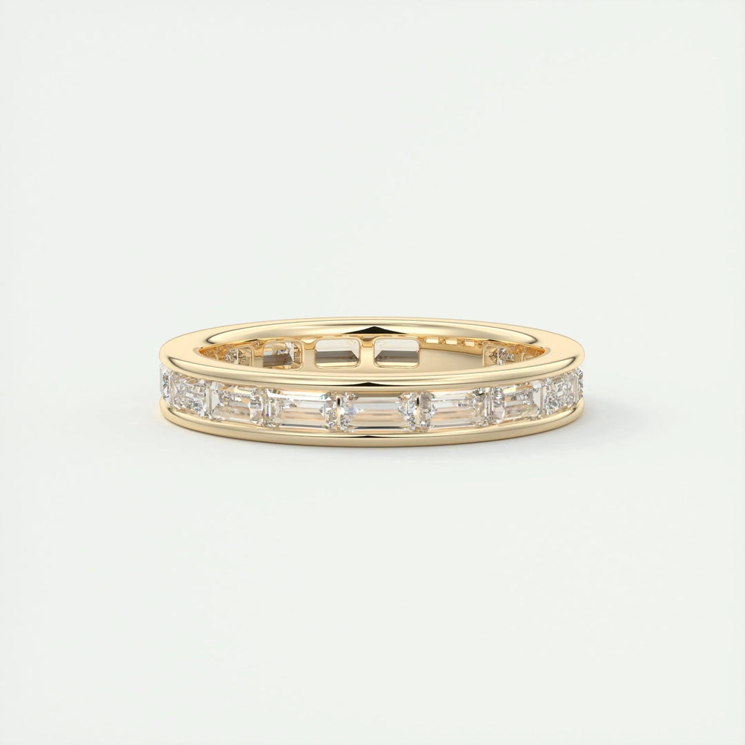 Moissanite 3.70 CT Emerald Cut Diamond Gothic Wedding Band