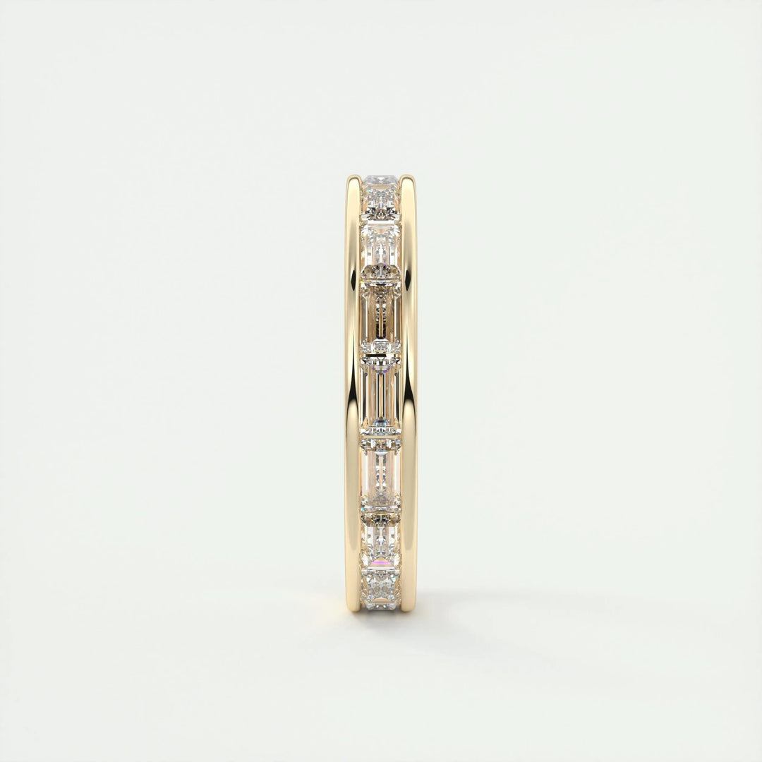 Moissanite 3.70 CT Emerald Cut Diamond Gothic Wedding Band