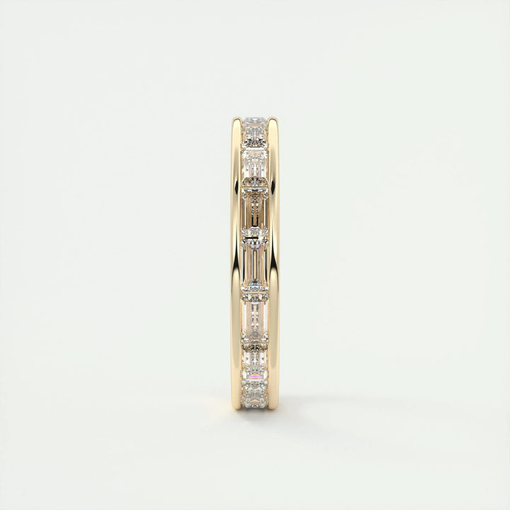 Moissanite 3.70 CT Emerald Cut Diamond Gothic Wedding Band
