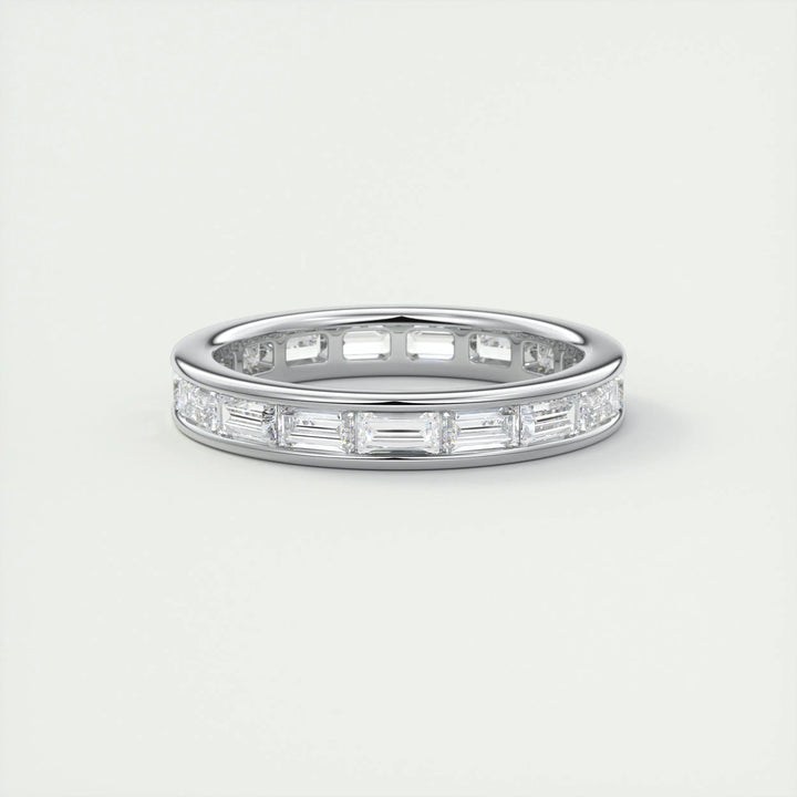 Moissanite 3.70 CT Emerald Cut Diamond Gothic Wedding Band