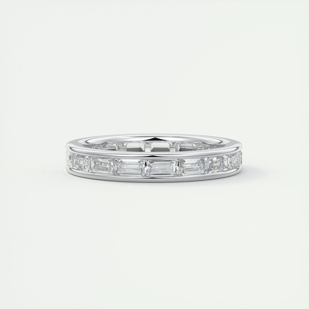 Moissanite 3.70 CT Emerald Cut Diamond Gothic Wedding Band
