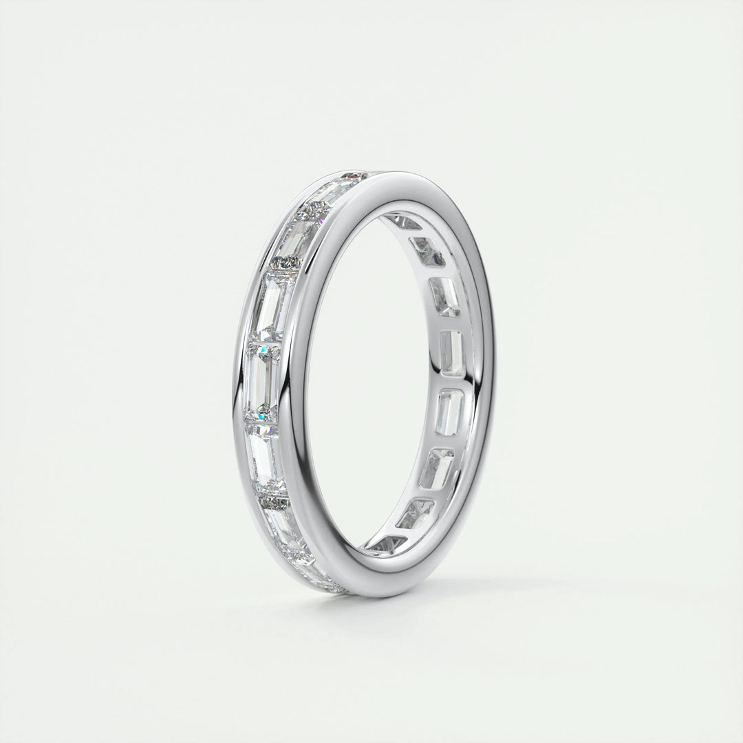 Moissanite 3.70 CT Emerald Cut Diamond Gothic Wedding Band
