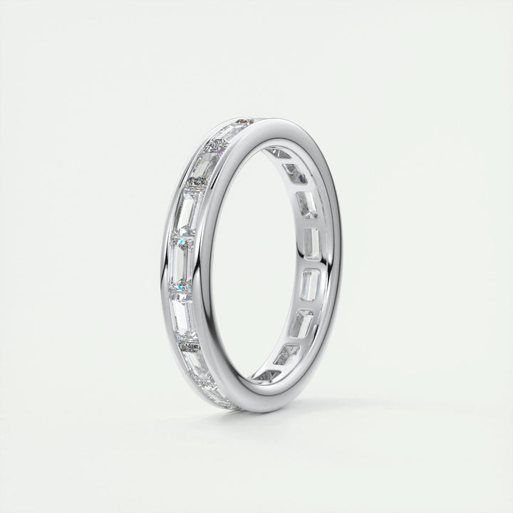 Moissanite 3.70 CT Emerald Cut Diamond Gothic Wedding Band