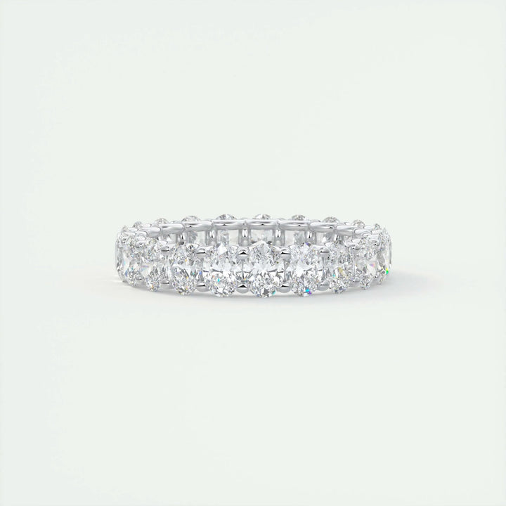 Moissanite 3.35 CT Oval Cut Diamond Mid-Century Engagement Band