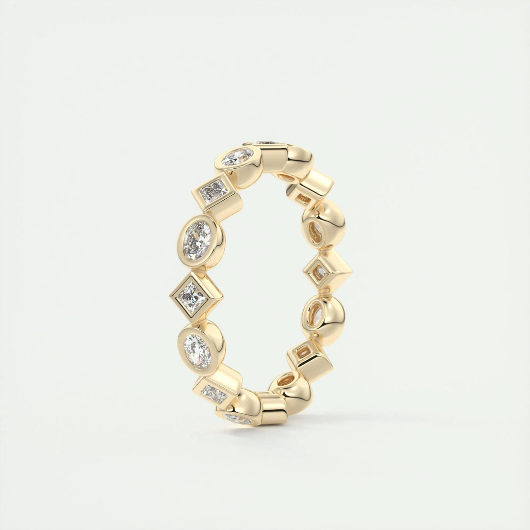 Moissanite 0.72 CT Oval & Princess Cut Diamond Art Nouveau Wedding Band