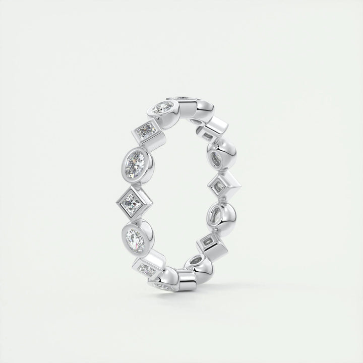 Moissanite 0.72 CT Oval & Princess Cut Diamond Art Nouveau Wedding Band