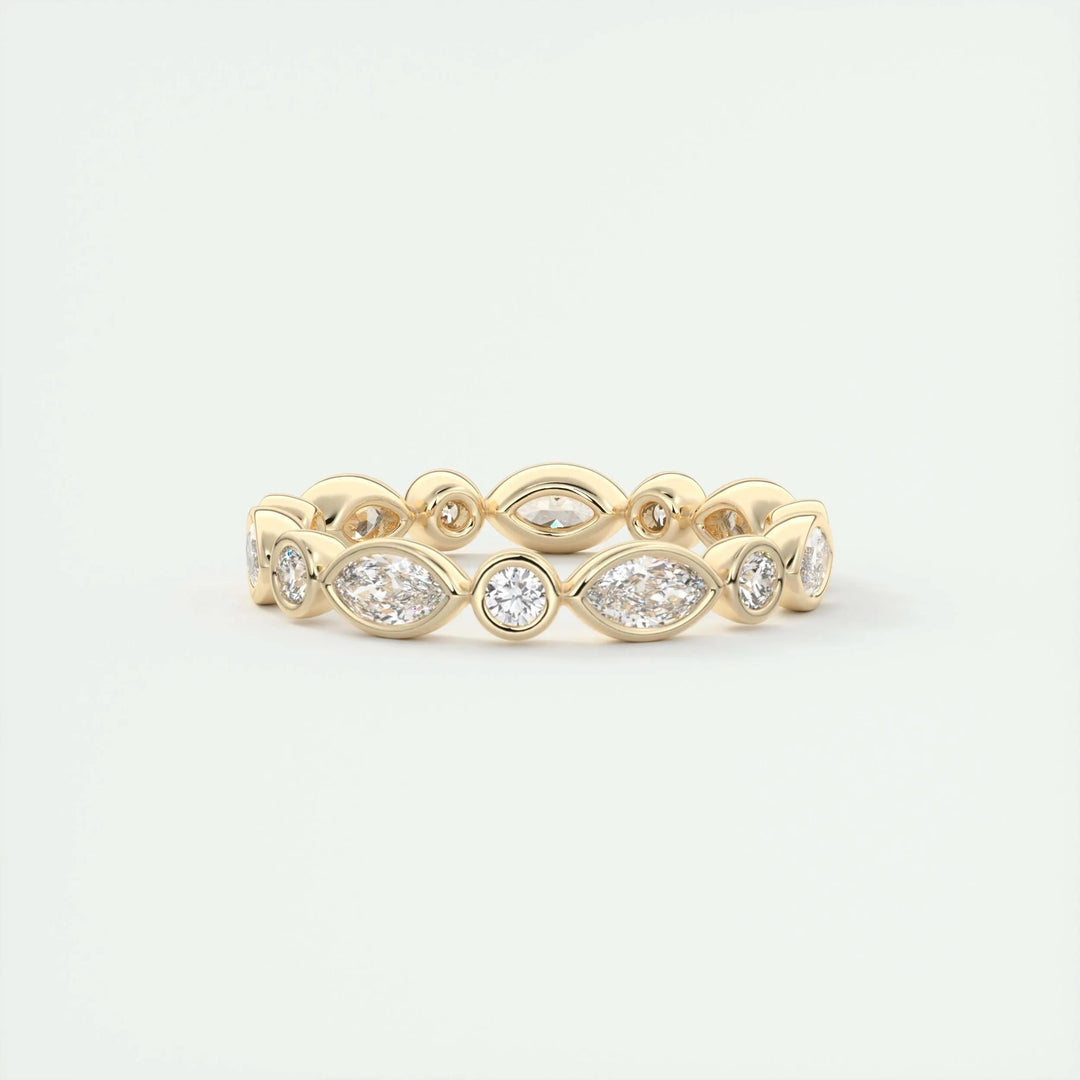 Moissanite 0.98 CT Marquise & Round Cut Diamond Gothic Band
