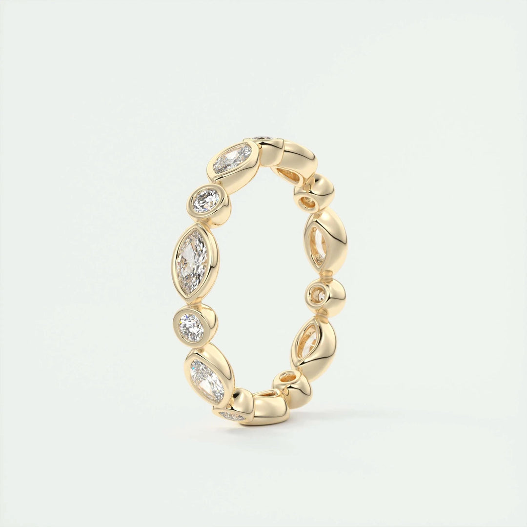 Moissanite 0.98 CT Marquise & Round Cut Diamond Gothic Band
