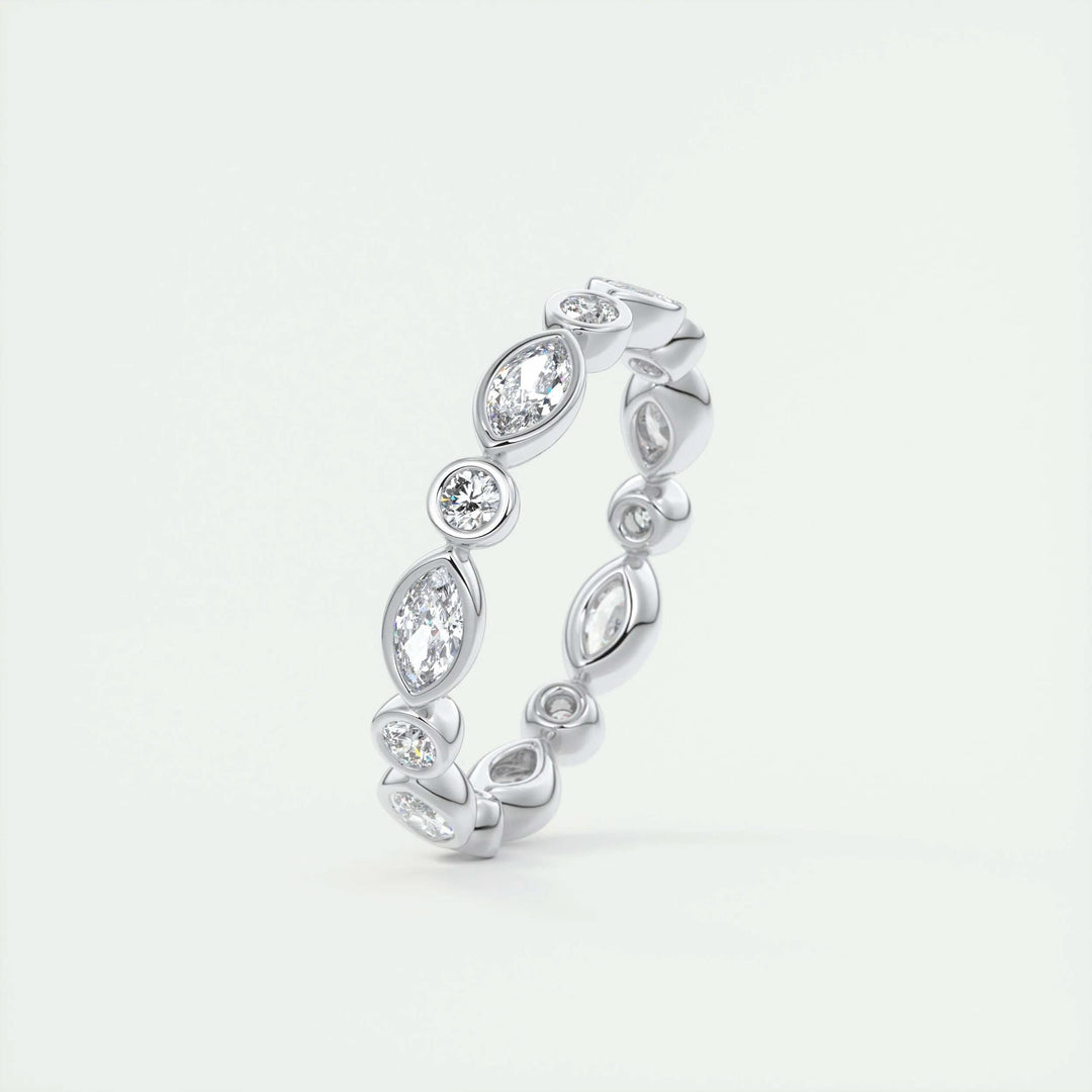 Moissanite 0.98 CT Marquise & Round Cut Diamond Gothic Band
