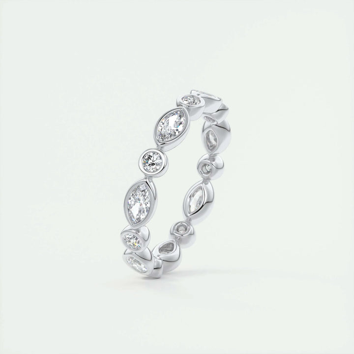 Moissanite 0.98 CT Marquise & Round Cut Diamond Gothic Band