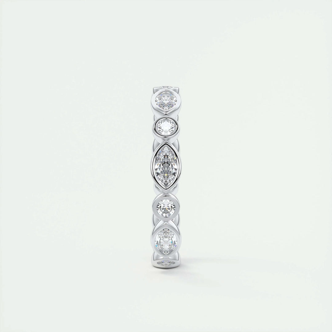 Moissanite 0.98 CT Marquise & Round Cut Diamond Gothic Band