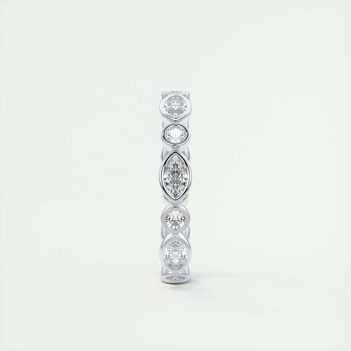 Moissanite 0.98 CT Marquise & Round Cut Diamond Gothic Band