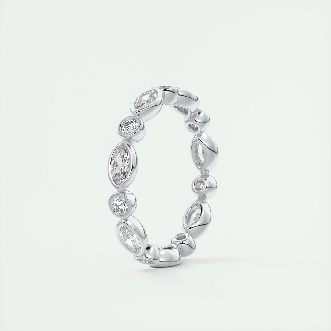 Moissanite 0.98 CT Marquise & Round Cut Diamond Gothic Band