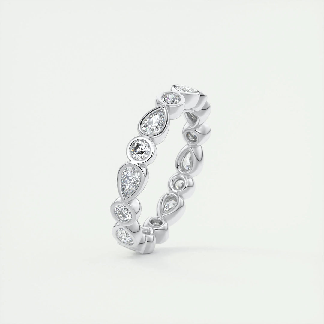 Pending Moissanite 1.28 CT Pear & Round Cut Diamond Minimalist Handmade Band