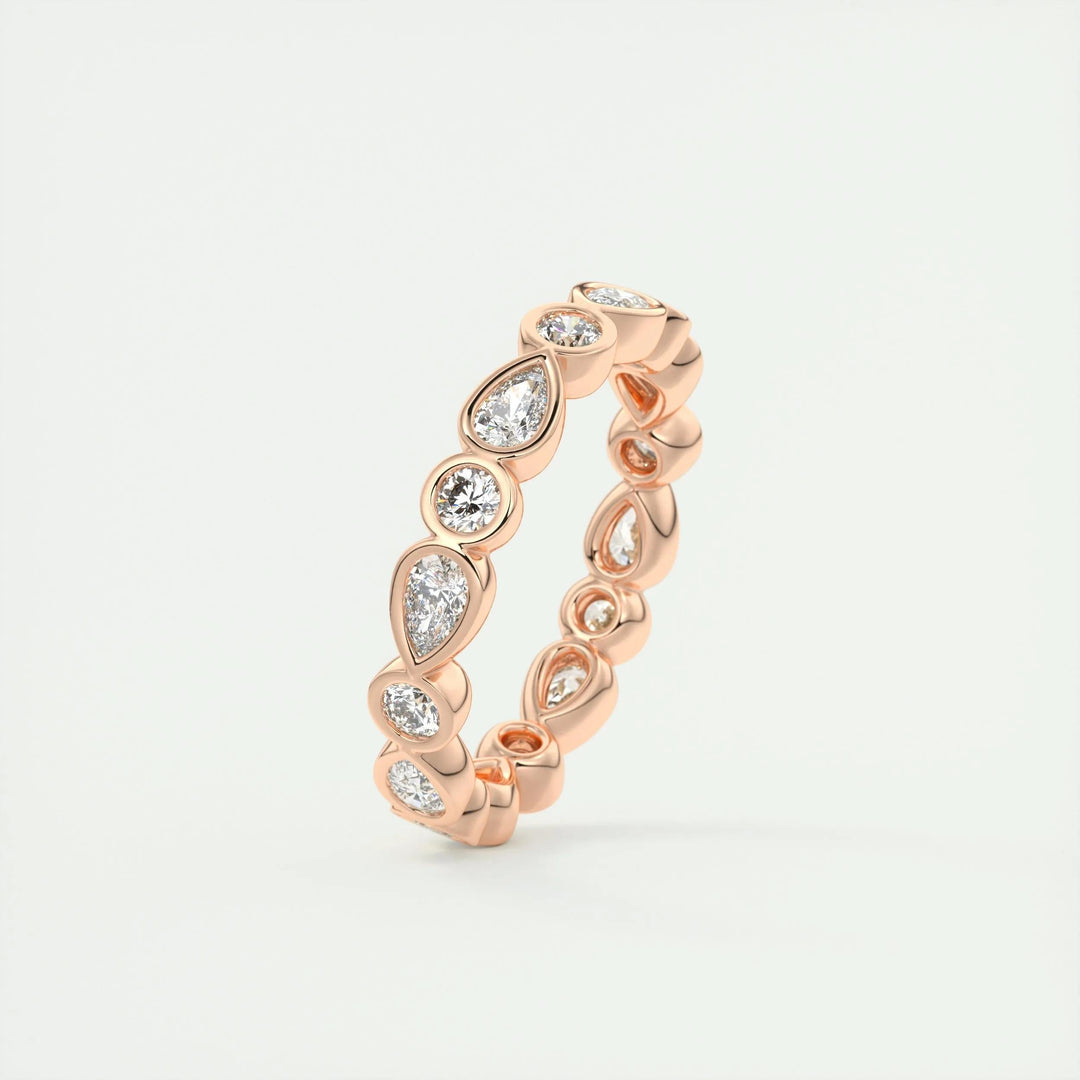 Pending Moissanite 1.28 CT Pear & Round Cut Diamond Minimalist Handmade Band