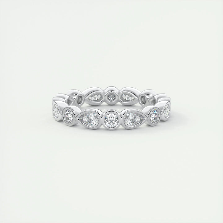 Pending Moissanite 1.28 CT Pear & Round Cut Diamond Minimalist Handmade Band