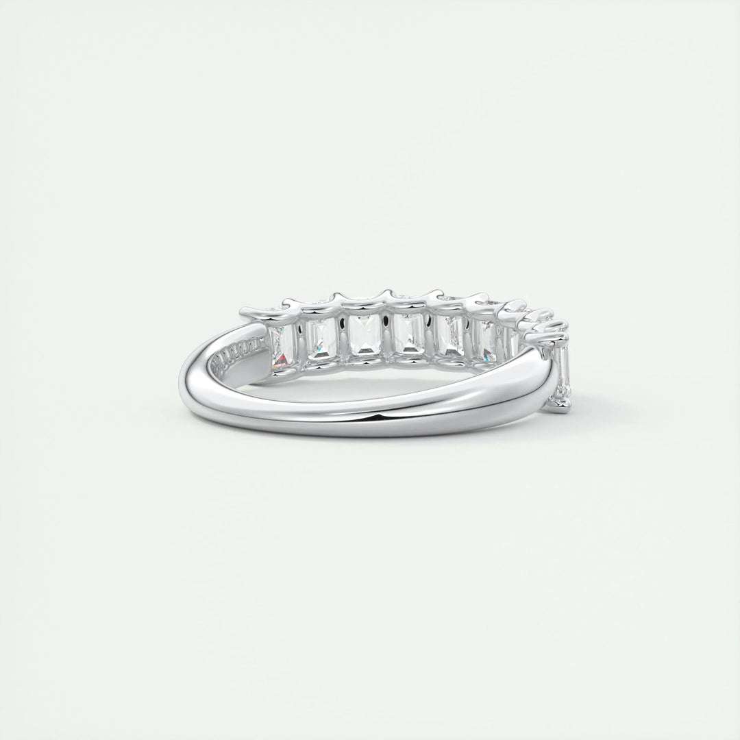 Moissanite 2.60 CT Emerald Cut Diamond Avant Garde Wedding Band