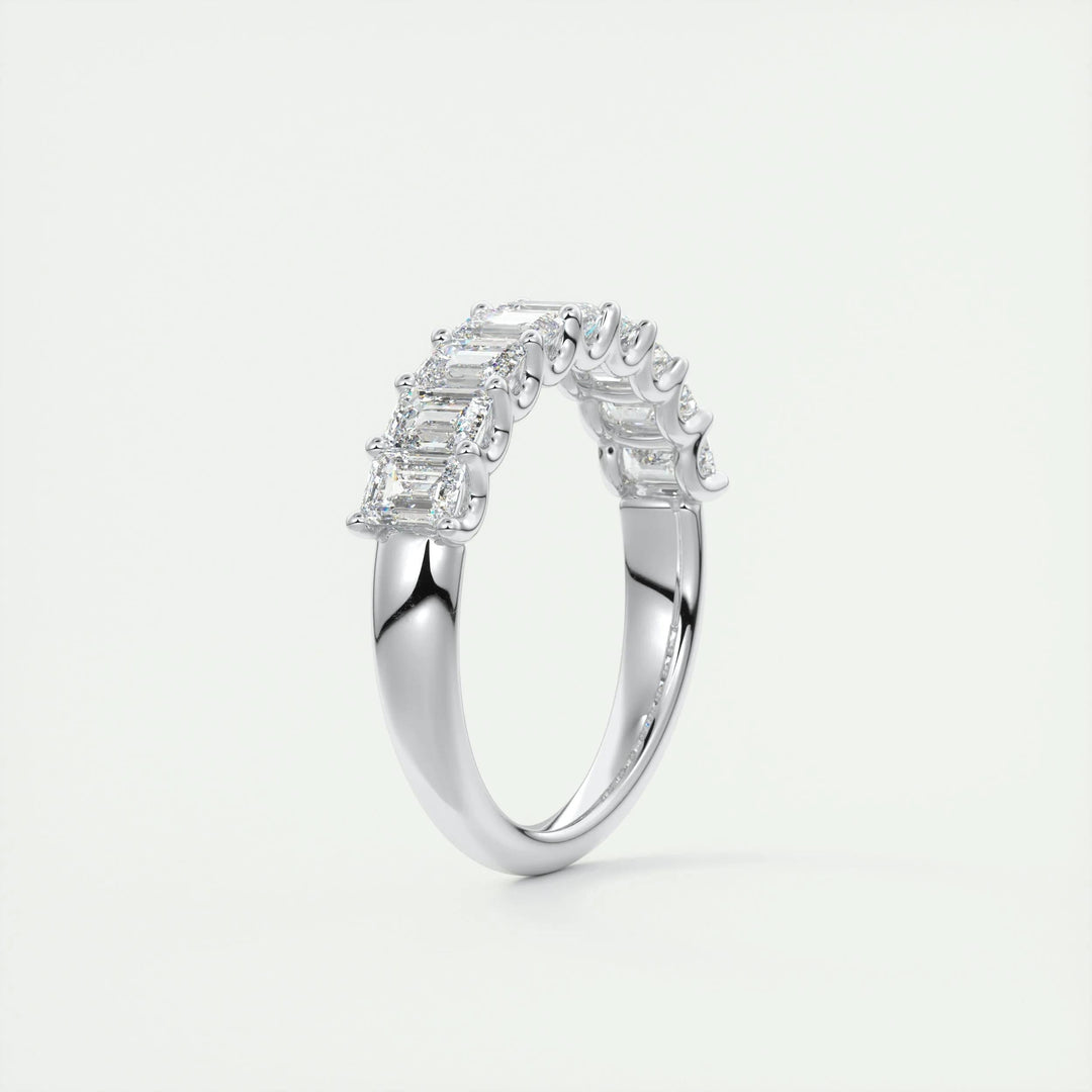 Moissanite 2.60 CT Emerald Cut Diamond Avant Garde Wedding Band