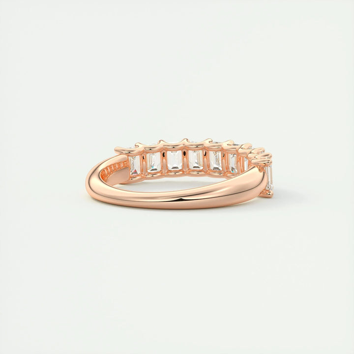 Moissanite 2.60 CT Emerald Cut Diamond Avant Garde Wedding Band